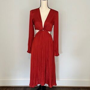 Banana Republic Red Long Sleeve Twist front Cut-Out Dress Sz 4